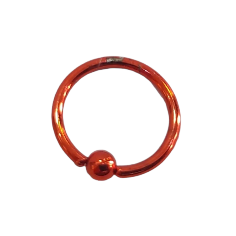 BD JEWELERY Piercing σκουλαρίκια κρίκος με μπίλια κοκκινος από χειρουργικό ατσάλι 316-L 0,5cm BD-1033 - KalliopiSilver