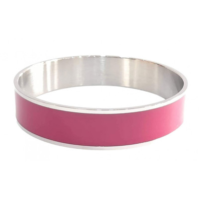 BD JEWELERY Ατσάλινο γυναικείο σταθερό βραχιόλι χρωμα φουξια διαμετρος 6cm πλατος 1,5cm