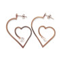 BD JEWELERY Σκουλαρικια κρεμαστα από ανοξειδωτο ατσαλι σχεδιο ασημι καρδια rose gold 4cm HEA-2858