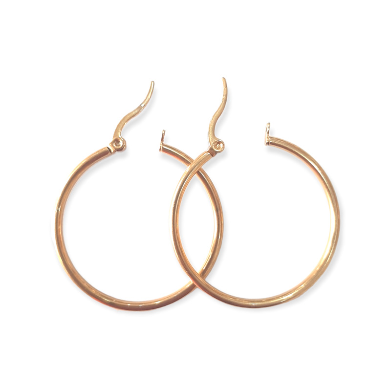 BD JEWELERY Σκουλαρικια κρικοι από ανοξειδωτο ατσαλι χρωμα χρυσο 3cm διαμετρος HEA-5330 - KalliopiSilver