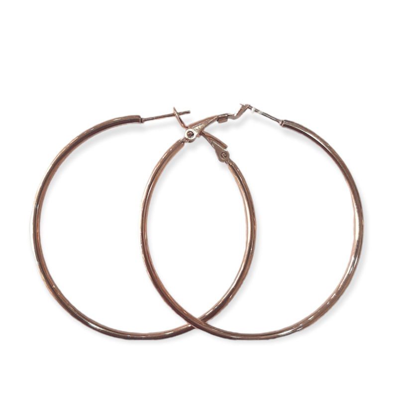 BD JEWELERY Σκουλαρικια κρικοι από ανοξειδωτο ατσαλι χρωμα rose gold 4,5cm διαμετρος HEA-5450 - KalliopiSilver