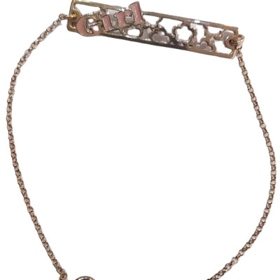 Παιδικό βραχιόλι ασήμι 925 rose gold με σχέδιο στο κέντρο τη λέξη girl 18 εκατοστά επιπλατινωμένο με δύο θέσεις μία στα 16 και μία στα 18 εκατοστά