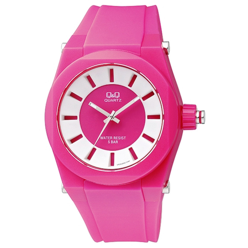 Ρολοι Q&Q Unisex για Ανδρες και Γυναικες Q&Q PINKPlastic Strap VR32J006Y - KalliopiSilver