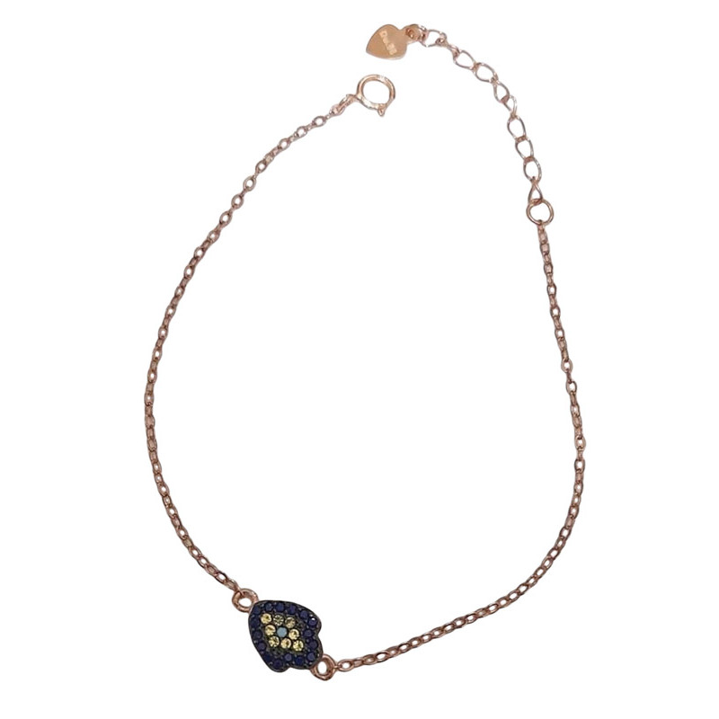 Γυναικείο βραχιόλι ασήμι 925 Prince silvero σε ροζ Gold χρώμα με σχέδιο ψάρι με πετρες ζιργκόν - KalliopiSilver
