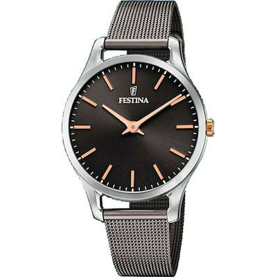 Γυναικειο Festina Ρολόι Boyfriend με Μεταλλικό Μπρασελέ σε Γκρι χρώμα f20506/3