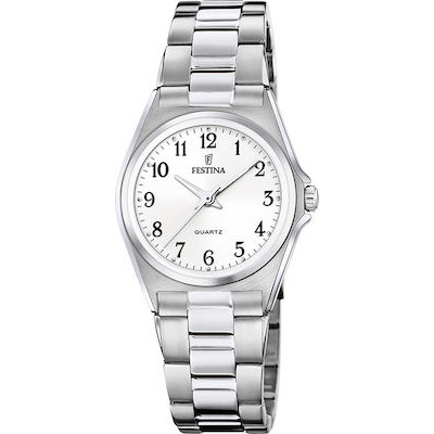 Γυναικειο Ρολόι Festina Quartz Ανοξείδωτο ατσάλι Μπρασελέ Λευκό χρώμα καντράν f20553/1