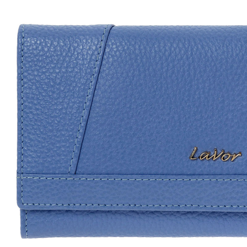 LaVor Μεγάλο Δερμάτινο Γυναικείο Πορτοφόλι με RFID Γαλάζιο 1-6154-GALAZIO