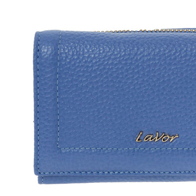 LaVor Μεγάλο Δερμάτινο Γυναικείο Πορτοφόλι με RFID Γαλάζιο 1-6156-GALAZIO