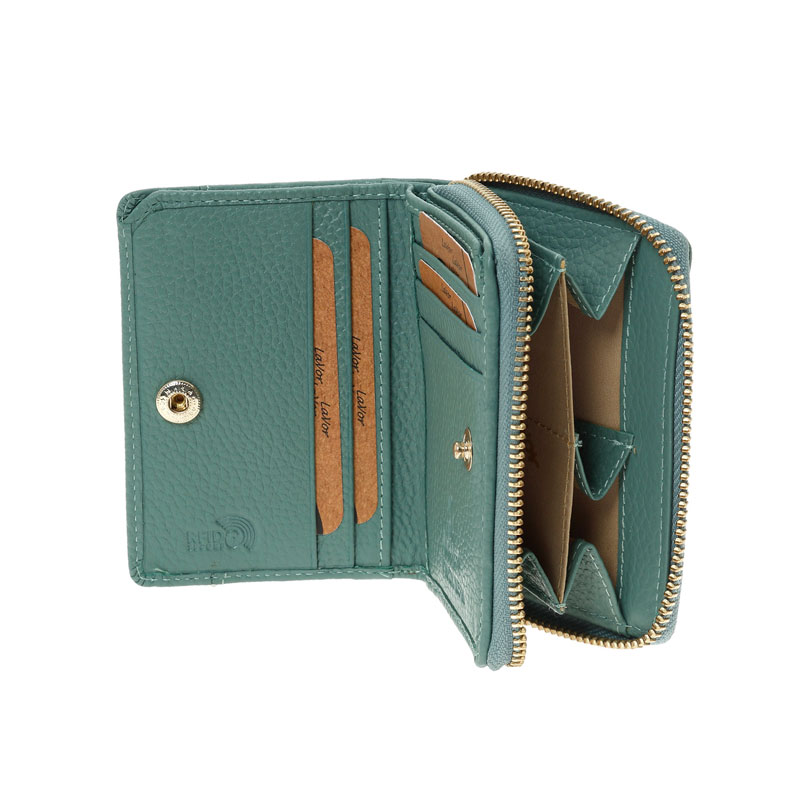 LaVor Μικρό Δερμάτινο Γυναικείο Πορτοφόλι με RFID Μέντα 1-6165-MINT