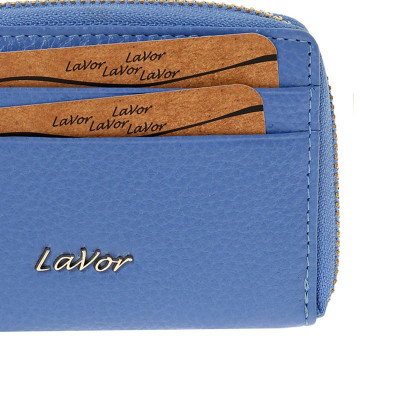 LaVor Μικρό Δερμάτινο Γυναικείο Πορτοφόλι με RFID Γαλάζιο 1-6166-GALAZIO