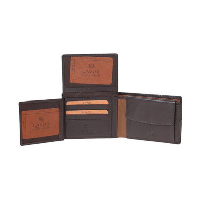 Lavor Δερμάτινο Ανδρικό Πορτοφόλι με RFID καφε 1-6204-brown