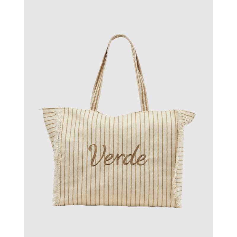Verde Υφασμάτινη Τσάντα Θαλάσσης Μπεζ 14-0349-beige