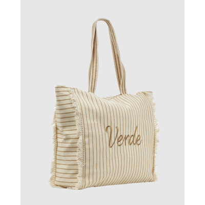 Verde Υφασμάτινη Τσάντα Θαλάσσης Μπεζ 14-0349-beige