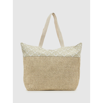 Verde Ψάθινη Τσάντα Θαλάσσης Εκρού 14-0350-ivory