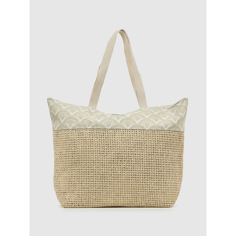 Verde Ψάθινη Τσάντα Θαλάσσης Εκρού 14-0350-ivory