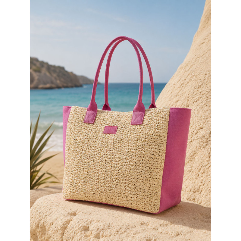 Verde Ψάθινη Τσάντα Θαλάσσης Φούξια 14-0358-fuchsia Verde Ψάθινη Τσάντα Θαλάσσης Φούξια 14-0358-fuchsia