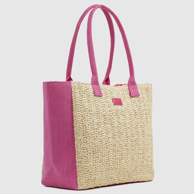 Verde Ψάθινη Τσάντα Θαλάσσης Φούξια 14-0358-fuchsia