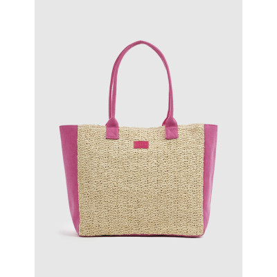 Verde Ψάθινη Τσάντα Θαλάσσης Φούξια 14-0358-fuksia