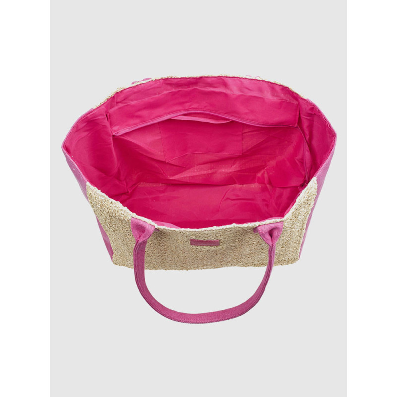Verde Ψάθινη Τσάντα Θαλάσσης Φούξια 14-0358-fuksia