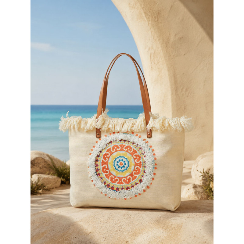 Verde Υφασμάτινη Τσάντα Θαλάσσης Εκρού 14-0382-ivory