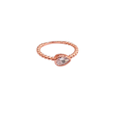 PRINCE SILVERO  Δαχτυλίδι μονοπετρο rose gold Από Ασήμι 925 με καρδια πετρα ζιργκον 1TA-RG080-2