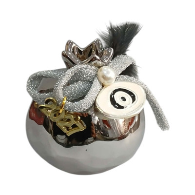 Κεραμικο ροδι μεσαιο με 2027 ασημι και ματι λευκο μπλε 7x7cm 2027-RD1039