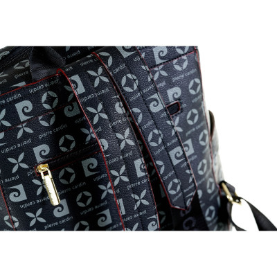 Pierre Cardin Γυναικείο Σακίδιο Πλάτης μαυρο με Logo Print 22187-GN06-T-MORO - KalliopiSilver