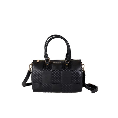 Τσάντα Χειρός Pierre Cardin Μαύρη από Patent Eco Leather με Καπιτονέ Ιμάντα Ώμου 2355-CH01-black