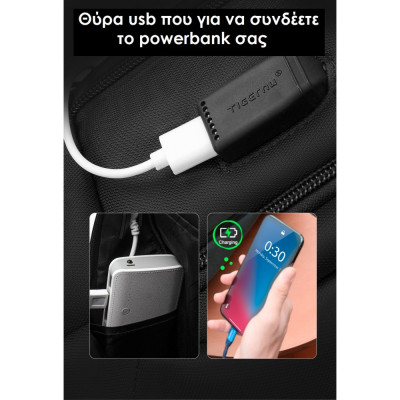 Ανδρικο Σακιδιο πλάτης Tigernu ύφασμα laptop 17” T-B3106-Μαύρο - KalliopiSilver
