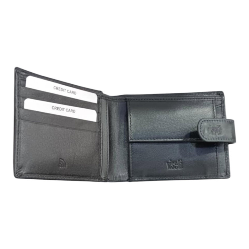 VISETTI Ανδρικο Δερματινο Πορτοφολι με RFID και κουμπι σε μαυρο χρωμα 31H-WA016B - KalliopiSilver