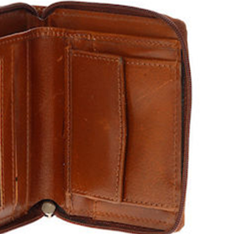 Ανδρικό Πορτοφόλι δερμάτινο με φερμουαρ RFID COGNAC Lavor 1-3306 - KalliopiSilver