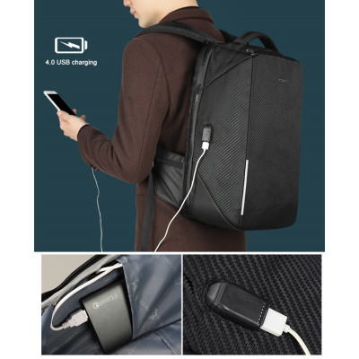 Ανδρικό Backpack LAPTOP Tigernu μαύρο T-B3655 (ΔΩΡΟ MULTI CHARGE CABLE) - KalliopiSilver