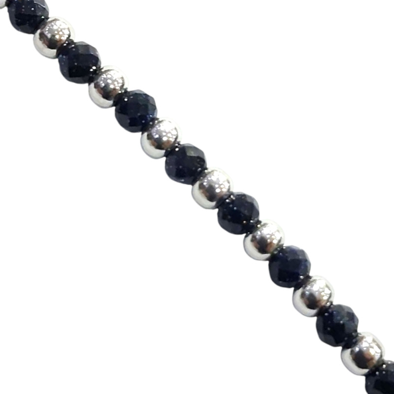 Ασημενιο Κολιέ Visetti με shiny και blue saphire πετρες και ματι στρογγυλο 404-2005-1
