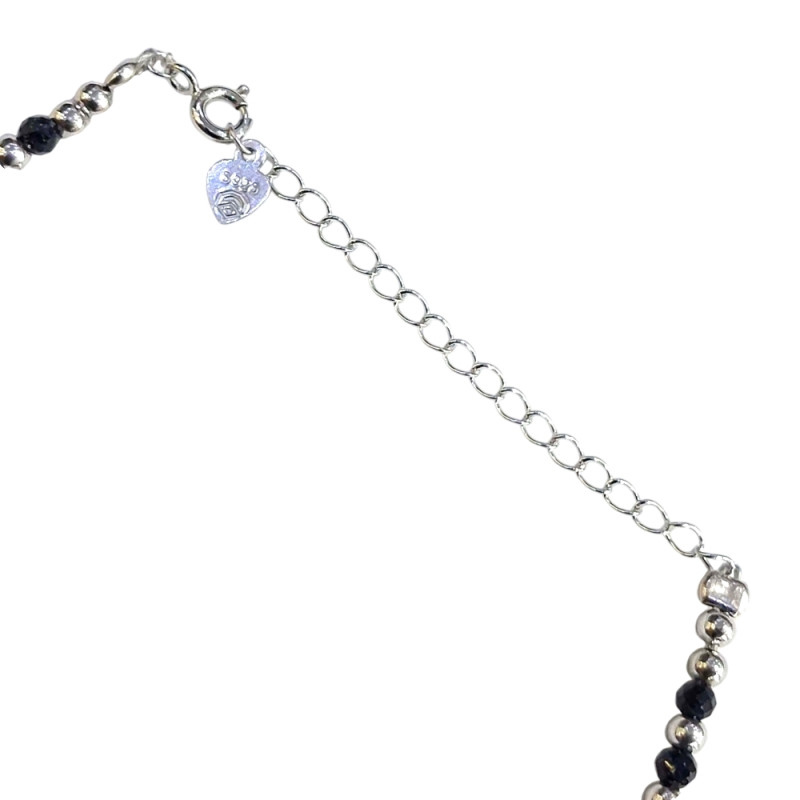 Ασημενιο Κολιέ Visetti με shiny και blue saphire πετρες και ματι στρογγυλο 404-2005-1