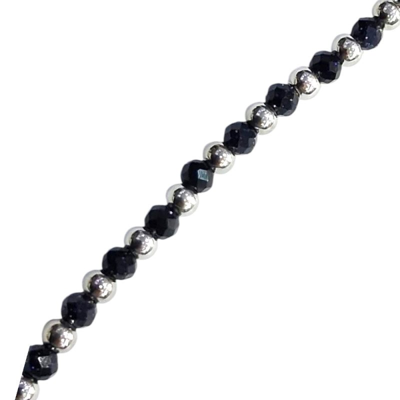 Ασημενιο Κολιέ Visetti με shiny και blue saphire πετρες και οβαλ ματι 404-2007-1