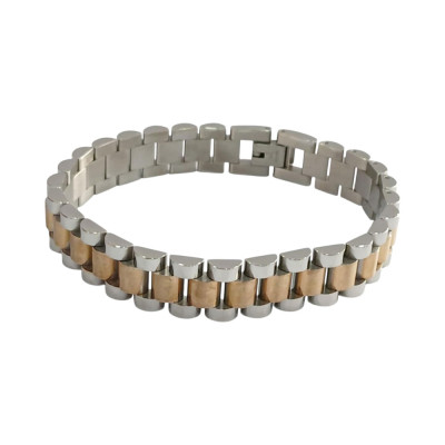Ανδρικο βραχιολι VISETTI ατσαλι ασημι χρυσο 22cm 41AB-BR006SG - KalliopiSilver