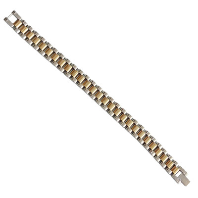 Ανδρικο βραχιολι VISETTI ατσαλι ασημι χρυσο 22cm 41AB-BR006SG - KalliopiSilver