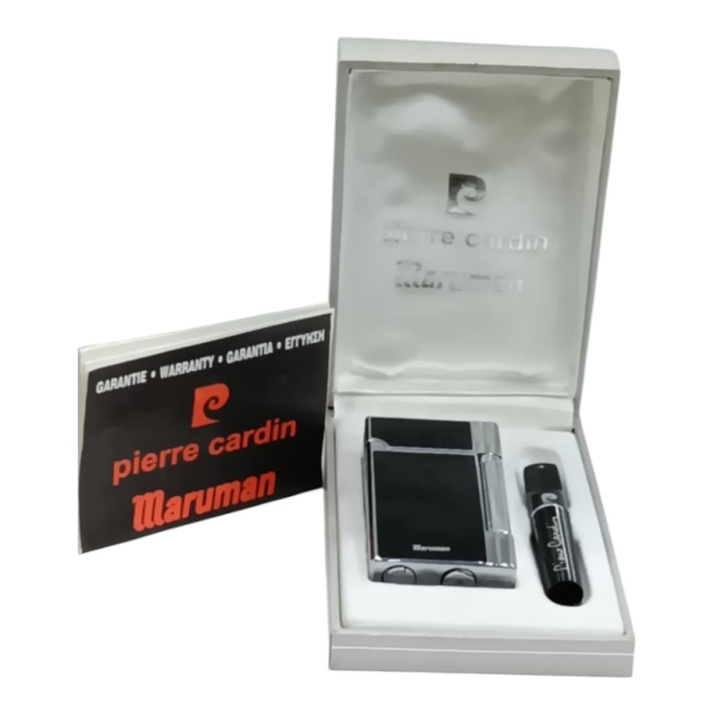 Σετ δωρου Αναπτήρας και πιπα τσιγαρου PIERRE CARDIN maruman μαυρο ασημι χρωμα 45432-100 - KalliopiSilver