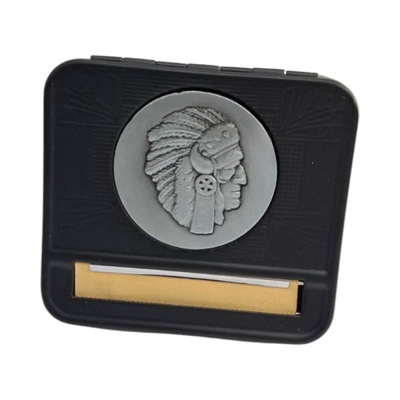 Ταμπακιερα Στρίφτης Τσιγαρου Μεταλλικη Μαυρο χρωμα σχεδιο Ινδιανος 8χ9cm 47302-010-5