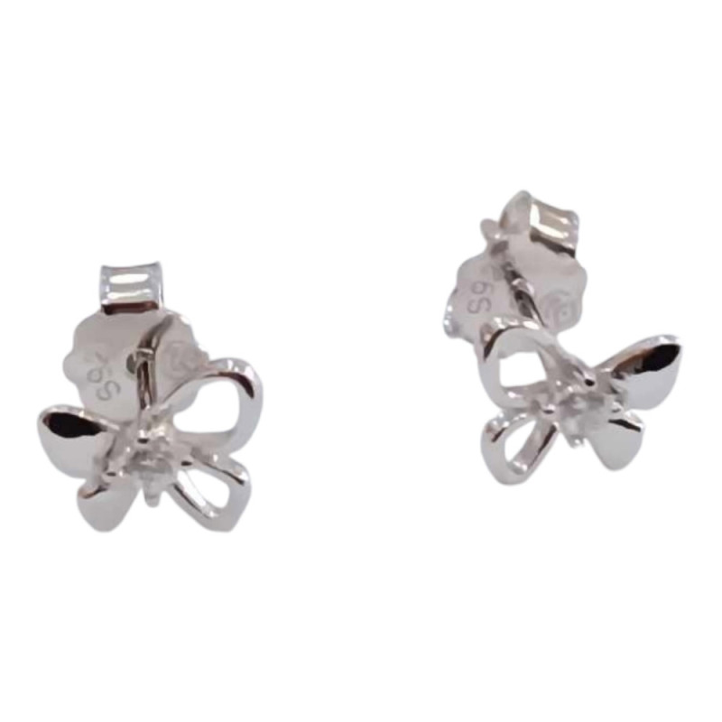 Ασημένια σκουλαρίκια Prince silvero καρφωτα ασημι πεταλουδες με ζιργκον 0,7x1,2cm 4a-sc040-1 - KalliopiSilver
