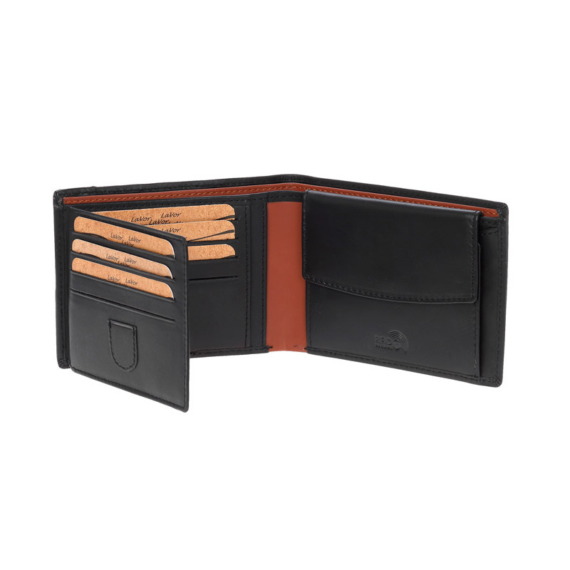 Ανδρικο Δερμάτινο Πορτοφόλι με RFID LAVOR-5114-BLACK - KalliopiSilver