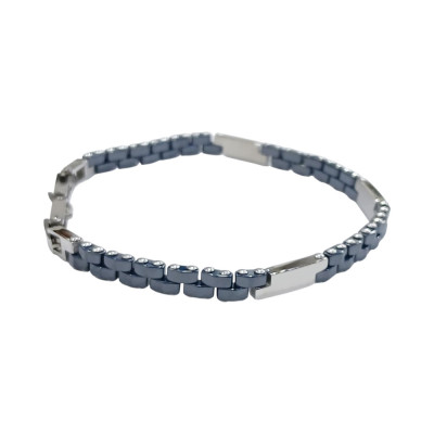 Ανδρικο βραχιολι VISETTI ατσαλι ασημι μπλε 23cm 51C-BR328SC