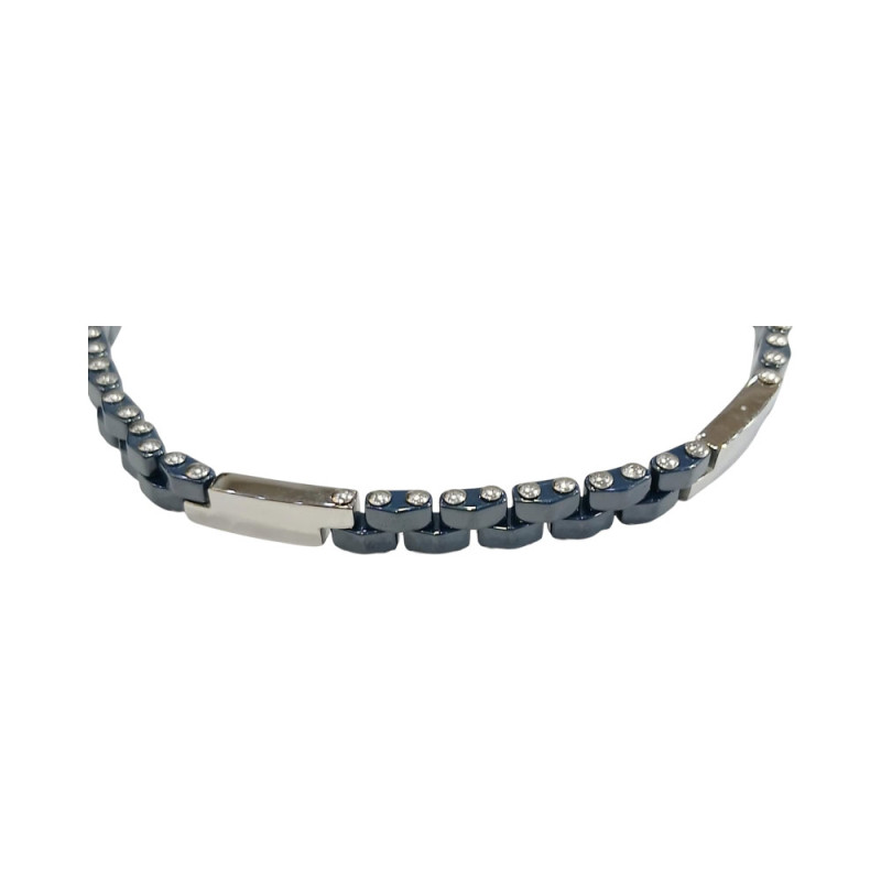 Ανδρικο βραχιολι VISETTI ατσαλι ασημι μπλε 23cm 51C-BR328SC - KalliopiSilver
