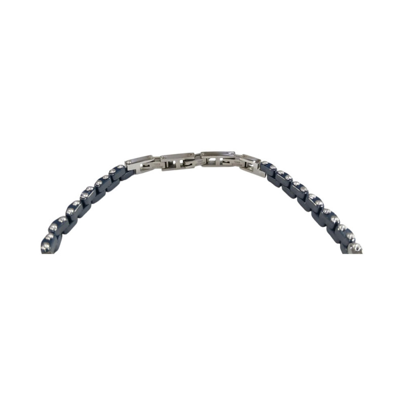 Ανδρικο βραχιολι VISETTI ατσαλι ασημι μπλε 23cm 51C-BR328SC - KalliopiSilver