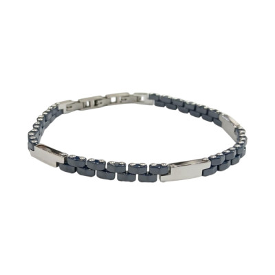 Ανδρικο βραχιολι VISETTI ατσαλι ασημι μπλε 23cm 51C-BR328SC - KalliopiSilver