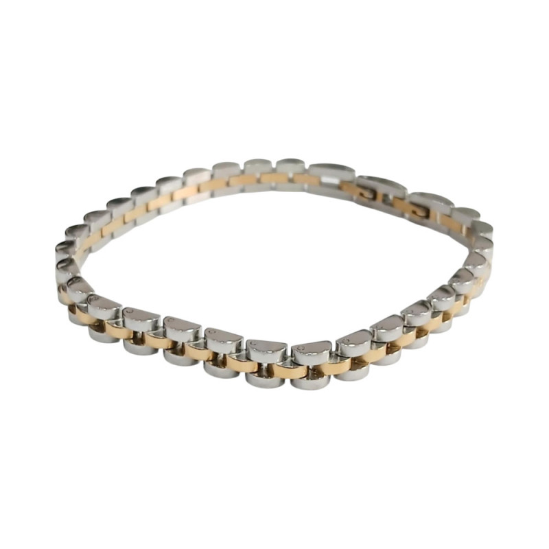 Ανδρικο βραχιολι VISETTI ατσαλι ασημι χρυσο 22cm 51C-BR357SG - KalliopiSilver