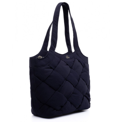 VETA Μπλε τσάντα PEYTON ώμου puffer με χειροποίητη πλέξη 6174-6