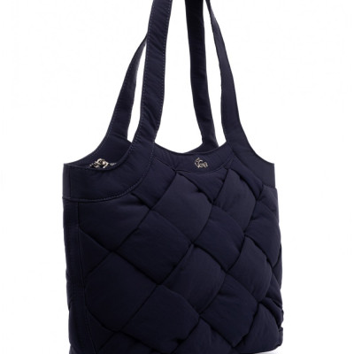 VETA Μπλε τσάντα PEYTON ώμου puffer με χειροποίητη πλέξη 6174-6