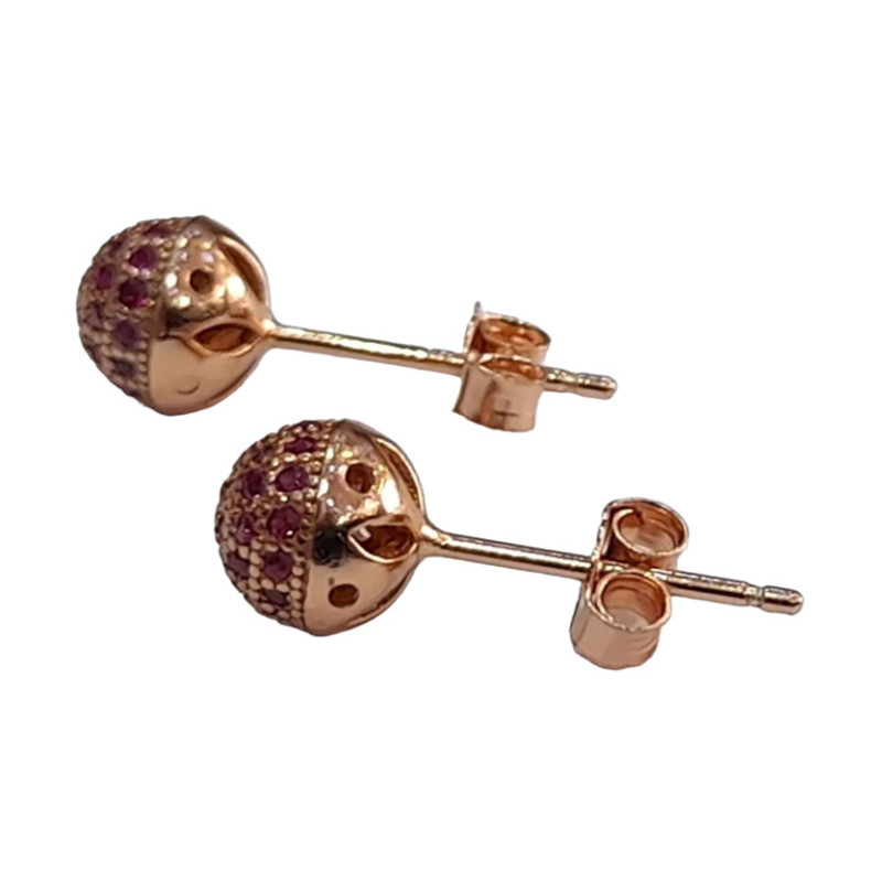 ΓΥΝΑΙΚΕΙΟ ΑΣΗΜΕΝΙΟ 925 PRINCE SILVERO ΣΚΟΥΛΑΡΙΚΙ ROSE GOLD ΜΠΙΛΙΑ RUBY 0,5χ1,5cm 8A-SC195-2R - KalliopiSilver