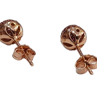 ΓΥΝΑΙΚΕΙΟ ΑΣΗΜΕΝΙΟ 925 PRINCE SILVERO ΣΚΟΥΛΑΡΙΚΙ ROSE GOLD ΜΠΙΛΙΑ RUBY 0,5χ1,5cm 8A-SC195-2R